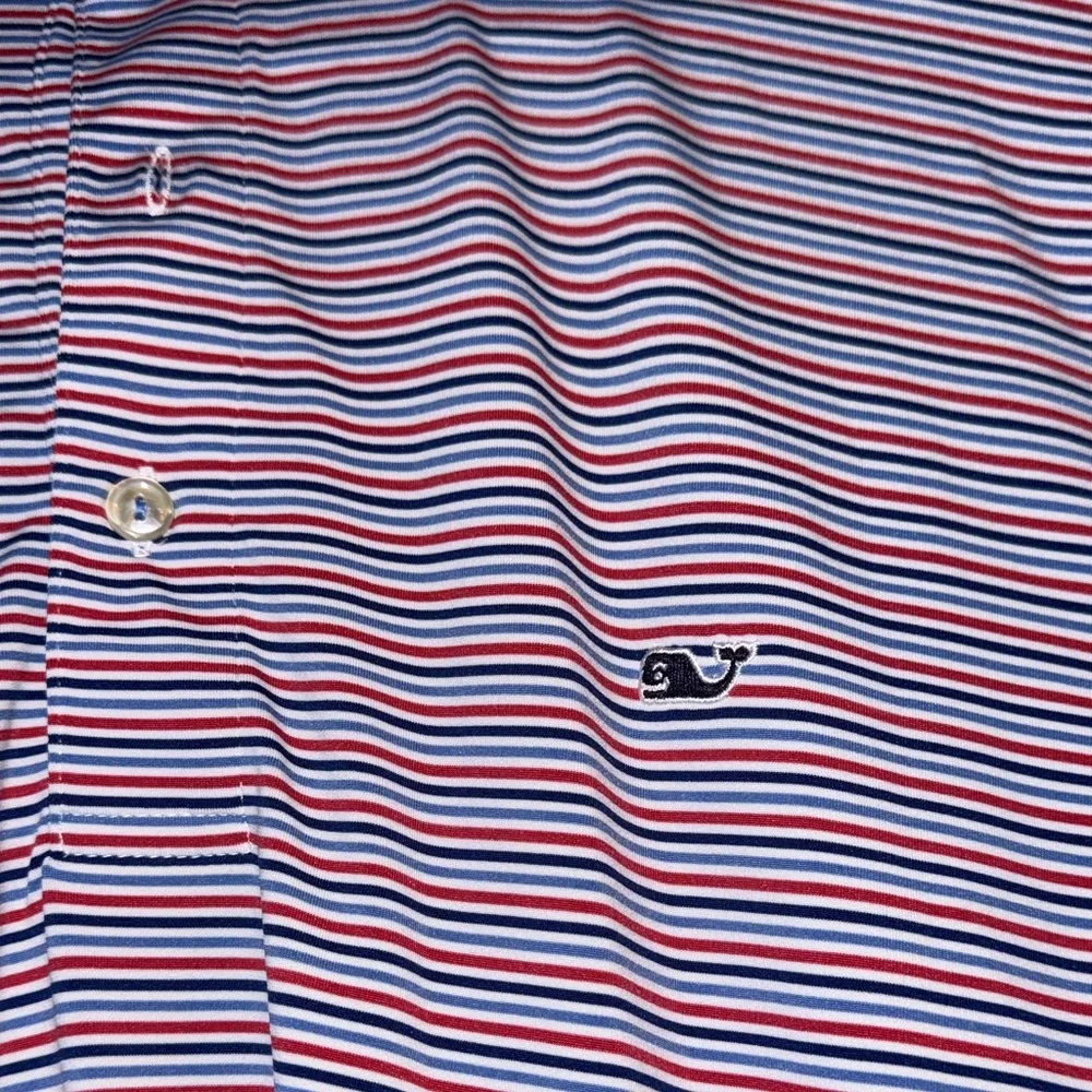 Vineyard Vines Blue and Red Striped Polo Shirt - Picture 2 of 5